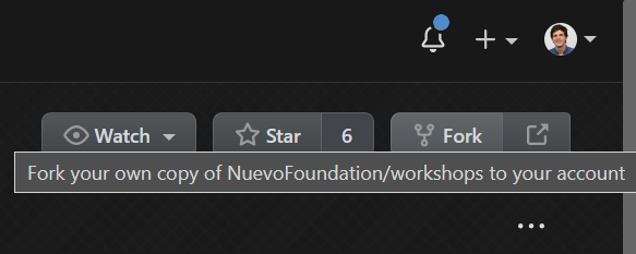 Screenshot showing the Fork button on GitHub