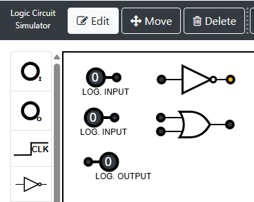 Visual example of the OR followed by NOT circuit with two inputs and one output
