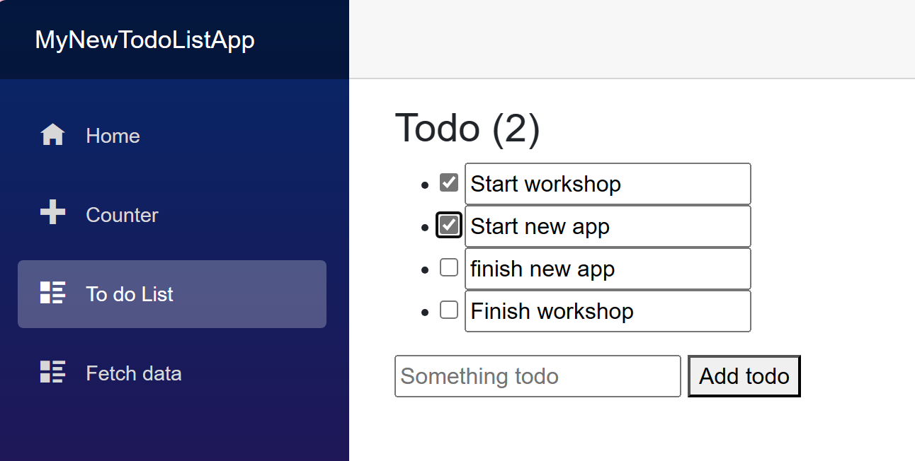 Screenshot of completed app