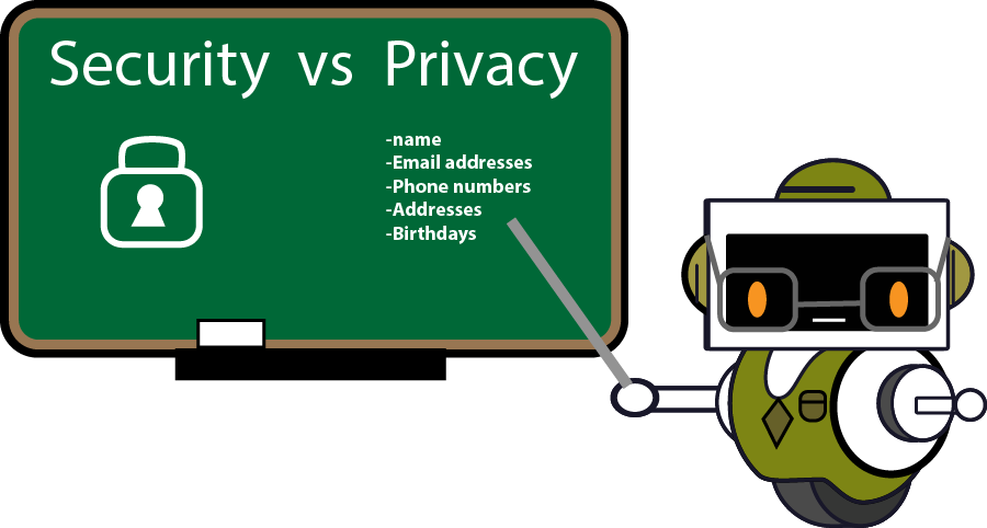Illustration of a teacher explaining security concepts